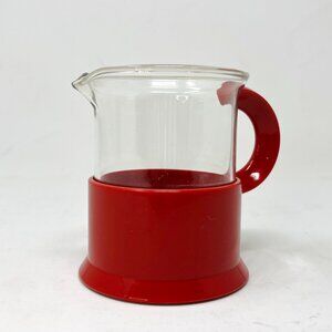 Red Bodum Bistro Cream Glass Beaker Made in Germany C. Jorgensen Creamer
